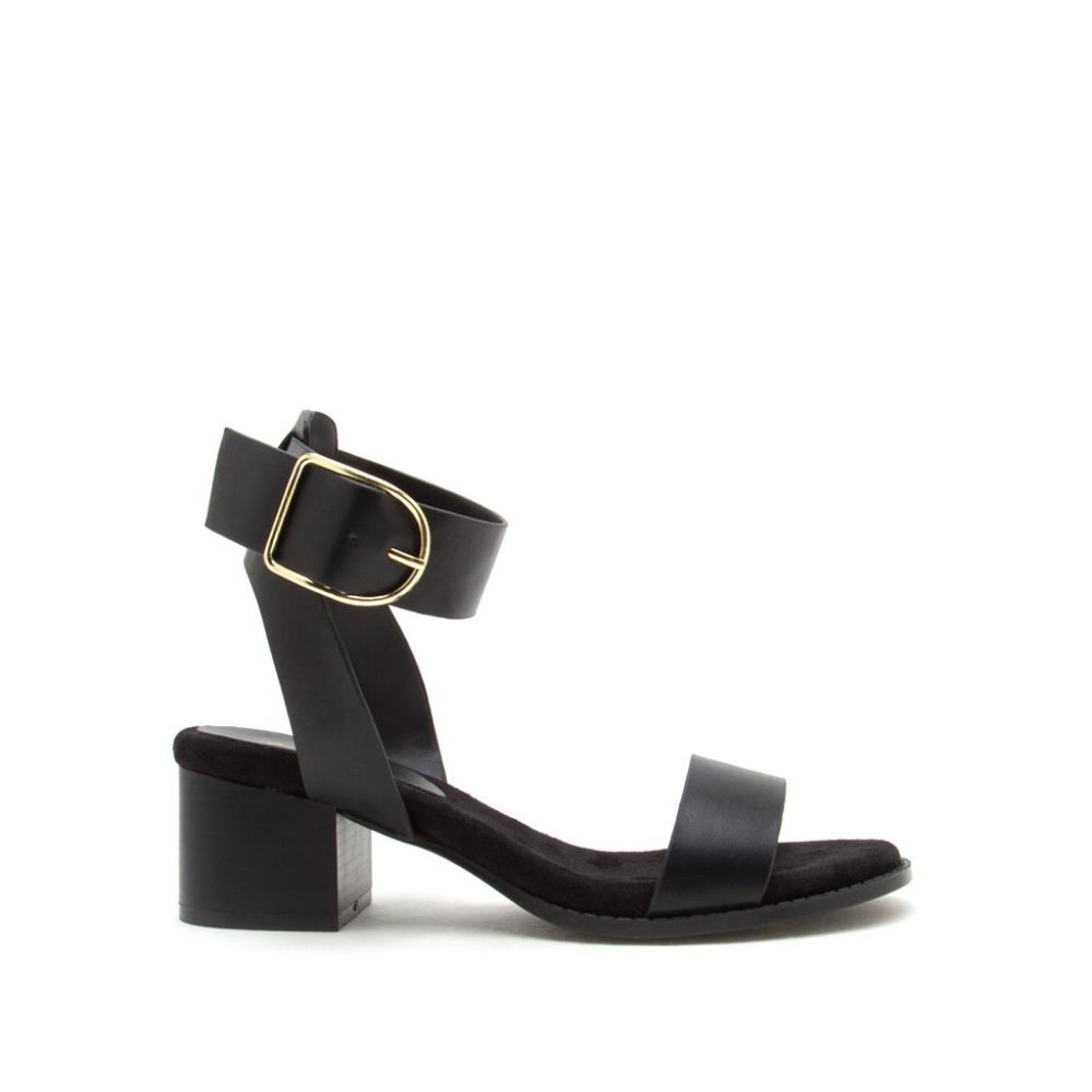 Black Open Toe Block Heel Sandals - Picture 2 of 4